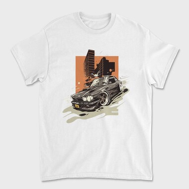 Classic Custom Car Luxury Hood Rims Cityscape, Унисекс Мъжка Тениска