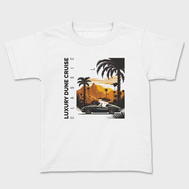 Classic Sports Car on Road Mountains Palm Vintage, Kids' T-Shirt