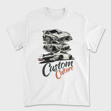 Custom Culture Japanese Customized Cars White, Unisex Men's T-Shirt
