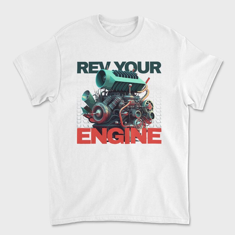 Custom Large Engine Rev Your Engine, Унисекс Мъжка Тениска