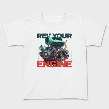 Custom Large Engine Rev Your Engine, Kids' T-Shirt