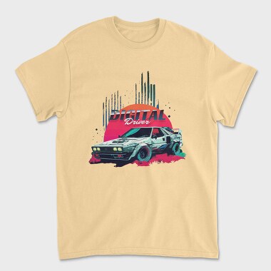 Digital Driver Futuristic Car Vaporwave, Unisex Men's T-Shirt