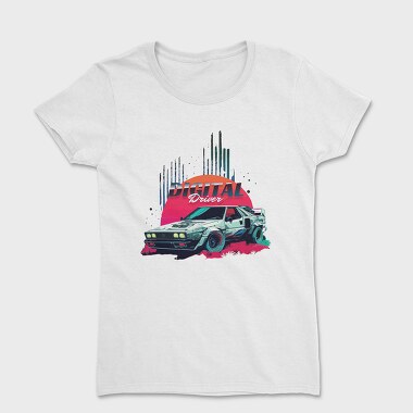 Digital Driver Futuristic Car Vaporwave, Women's T-Shirt