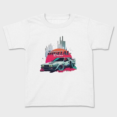 Digital Driver Futuristic Car Vaporwave, Kids' T-Shirt