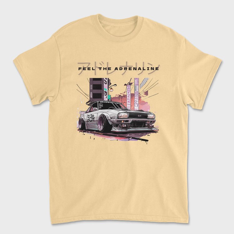 Feel the Adrelaline Japanese Car Manga, Unisex Men's T-Shirt