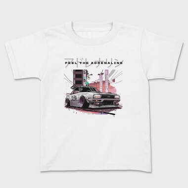 Feel the Adrelaline Japanese Car Manga, Kids' T-Shirt