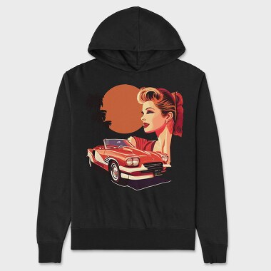 Classic Car Convertible Girl Trees, Unisex Men's Hoodie