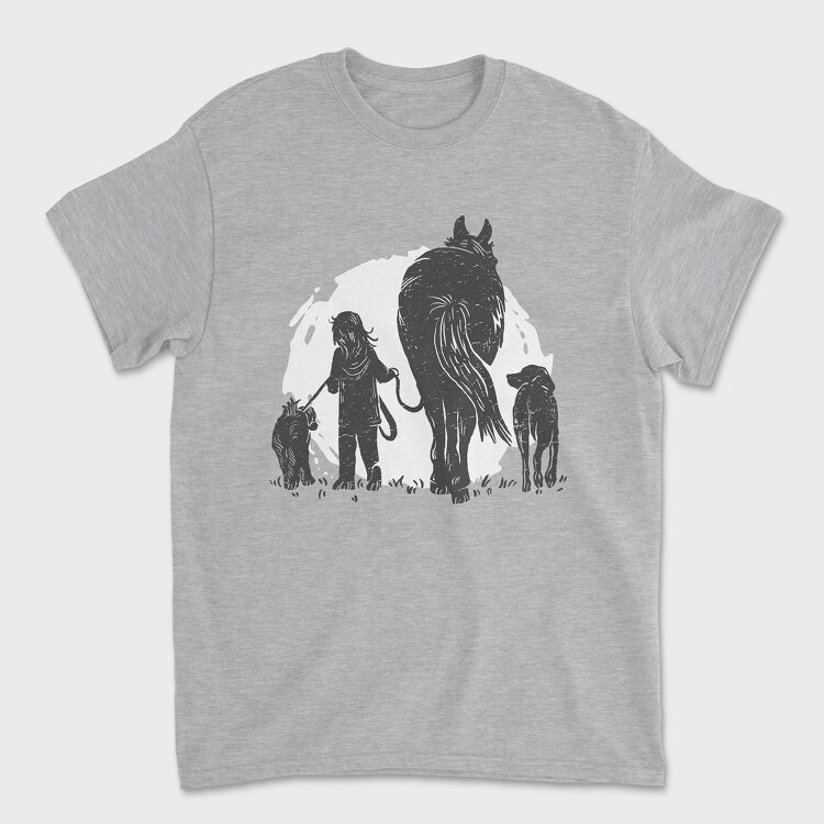 Girl And Animals, Unisex Men's T-Shirt