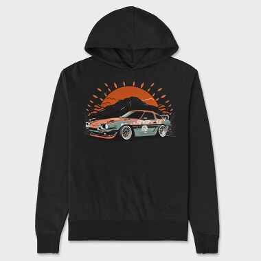 Custom Car Winged Sunset Mountain Manga, Unisex Men's Hoodie