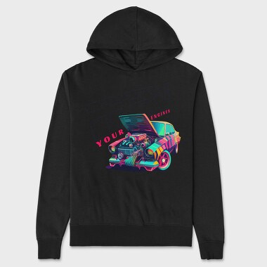Unisex Men's Hoodie, Car Engine