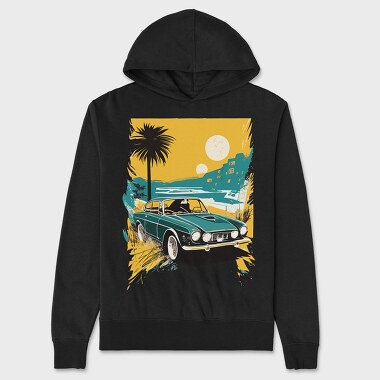 Унисекс Мъжко Суичър, Classic Car Palm Trees Sun Sea City