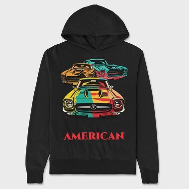 Luxury American Trio Muscle Cars Colorful, Unisex Men's Hoodie