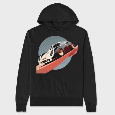 Geometric Forms and Formula Racing Car in Bauhaus, Unisex Men's Hoodie
