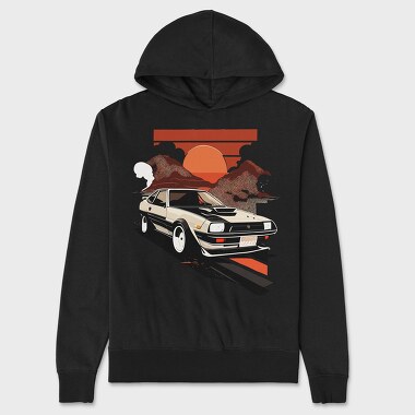 Classic Car Sunset Mountains, Unisex Men's Hoodie
