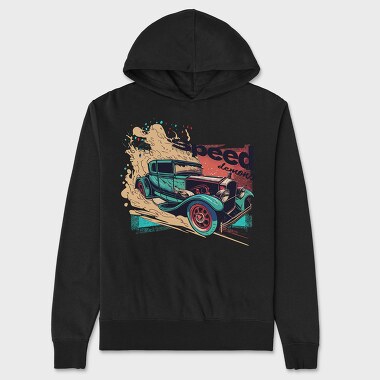Unisex Men's Hoodie, Hot Rodsing Dust Speed Demons