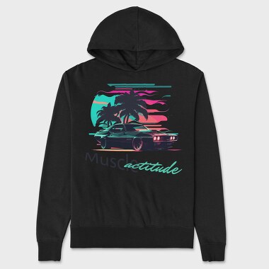 Muscle Attitude Car Vaporwave, Unisex Men's Hoodie