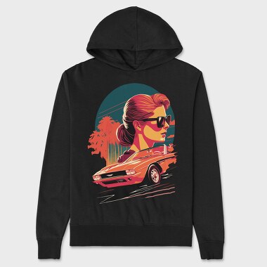 Iconic Classic Convertible Palm Trees Retro Girl, Unisex Men's Hoodie