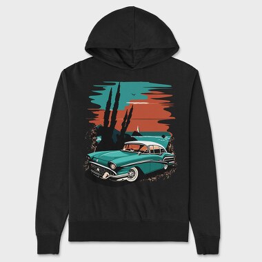Classic 80S Car Beach Sunset Trees, Unisex Men's Hoodie