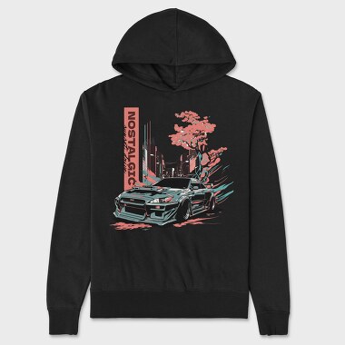 Japanese Car Custom Street Drive Nostalgic Sunset, Unisex Men's Hoodie