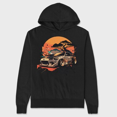 Japanese Car Customization Mountainscape, Unisex Men's Hoodie