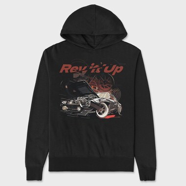 Rev It Up Sports Car Revving Engine Line, Unisex Men's Hoodie