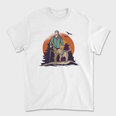 HikingDogForestTshirt, Unisex Men's T-Shirt