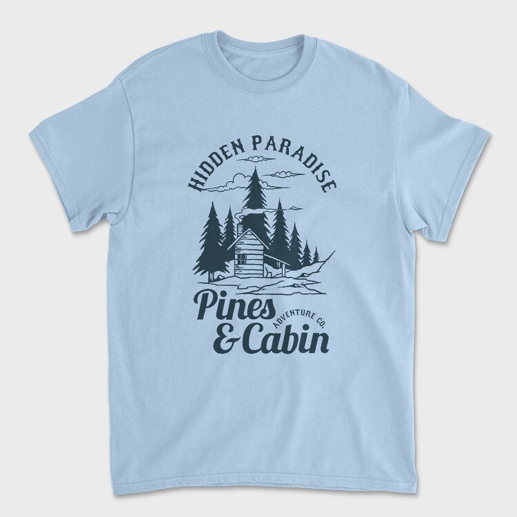 Pines and Cabin, Unisex Men's T-Shirt