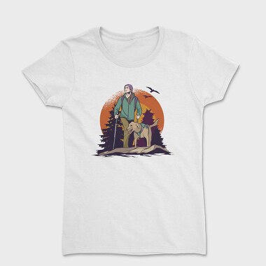 HikingDogForestTshirt, Women's T-Shirt