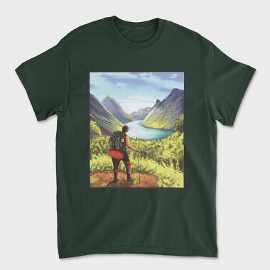 Hiker Landscape, Unisex Men's T-Shirt