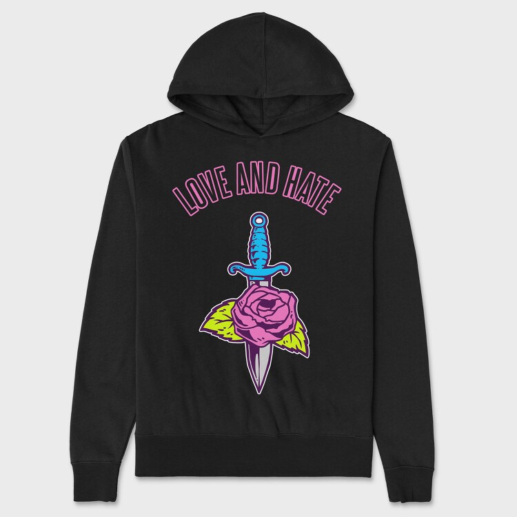 Love and Hate, Unisex Men's Hoodie