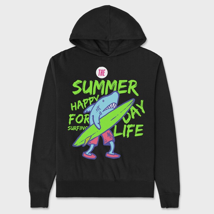 Shark Surfing, Unisex Men's Hoodie