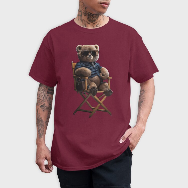 Teddy Bear on Chair, Unisex Men's T-Shirt