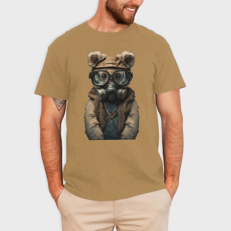 Gas Mask Teddy, Unisex Men's T-Shirt