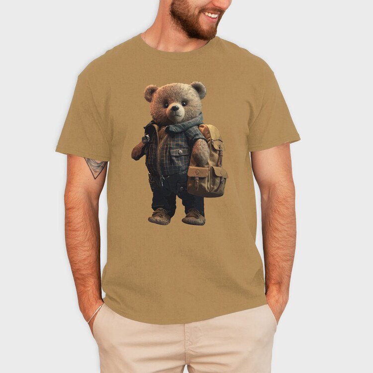 Teddy With Backpak, Унисекс Мъжка Тениска