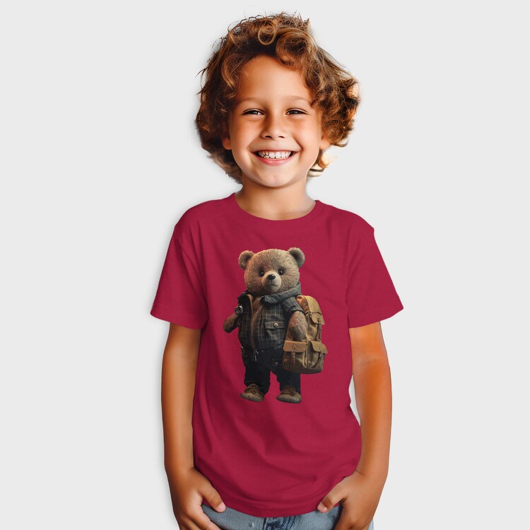 Teddy With Backpak, Kids' T-Shirt