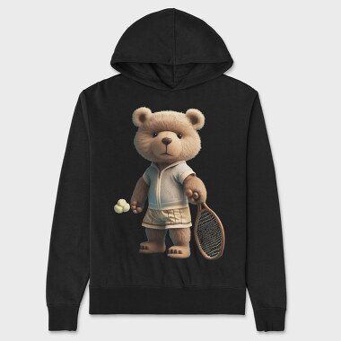Tennis Teddy Bear, Unisex Men's Hoodie