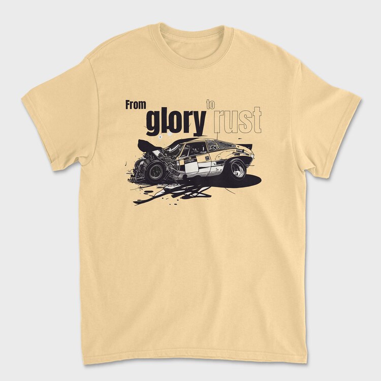 From Glory to Rust Car Racing Crashed Line, Unisex Men's T-Shirt