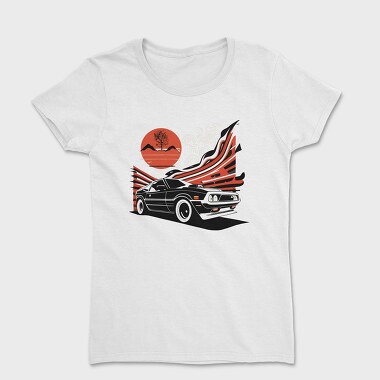 Futuristic Car Lines Mountains, Women's T-Shirt
