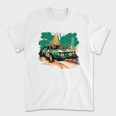 Hand Drawn Rally Car, Унисекс Мъжка Тениска