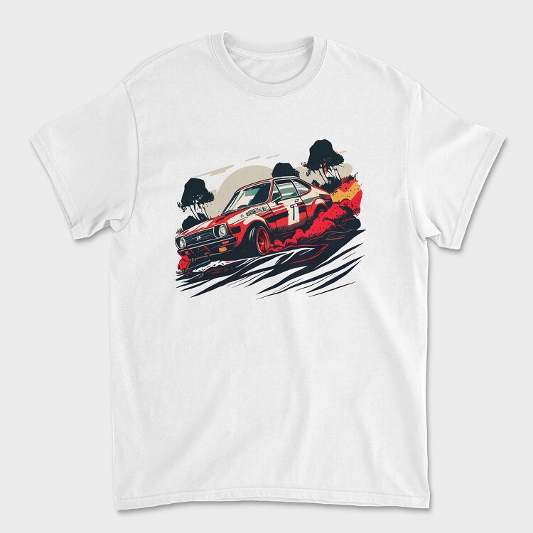 Hand Drawn Rally Race Car, Unisex Men's T-Shirt