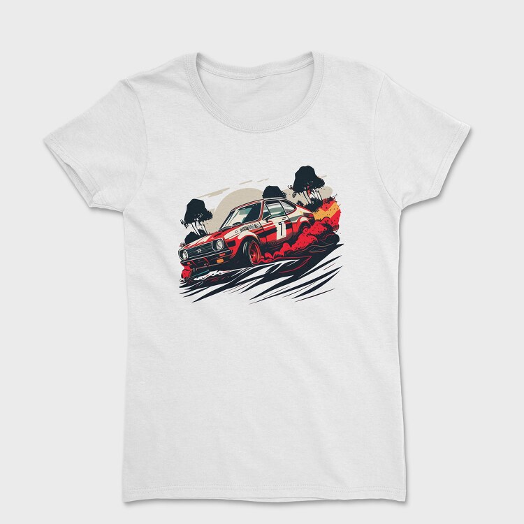 Hand Drawn Rally Race Car, Дамска Тениска
