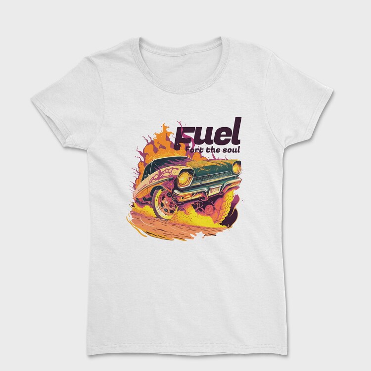 Hot Road Car Burning Ground Fuel Soul Cartoon, Women's T-Shirt