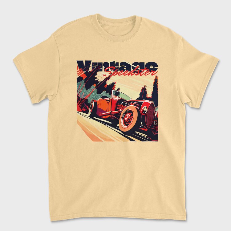Hotroad Car Vintage Phrase Vintage Speedster, Унисекс Мъжка Тениска