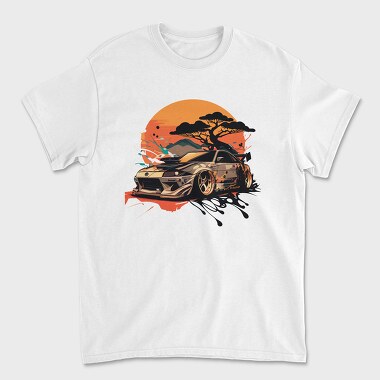 Japanese Car Customization Mountainscape, Unisex Men's T-Shirt