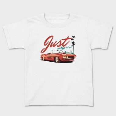 Just Vintage Vibes Classic Convertible Car With Palm Trees, Kids' T-Shirt