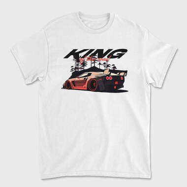 King of the Road Sports Car Parked Mountain Trees, Унисекс Мъжка Тениска
