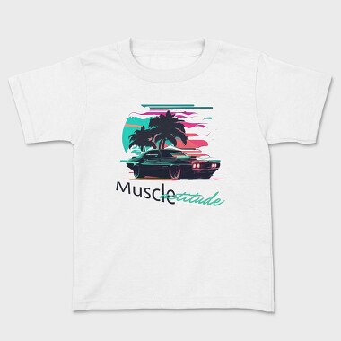 Muscle Attitude Car Vaporwave, Kids' T-Shirt