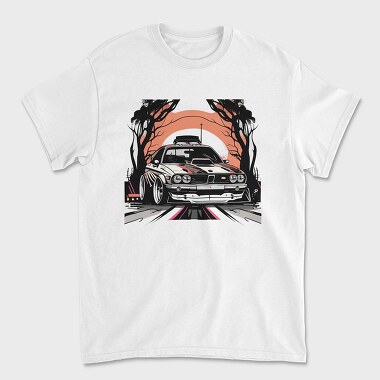 Personalized Classic Car Dead Trees Sunset, Unisex Men's T-Shirt
