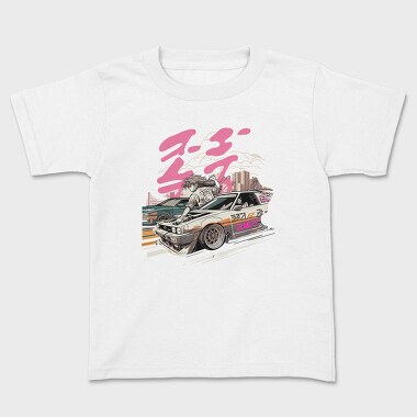 Race Car Competing Girl Manga, Kids' T-Shirt