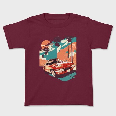 Retro Car Convertible With Mountains, Kids' T-Shirt